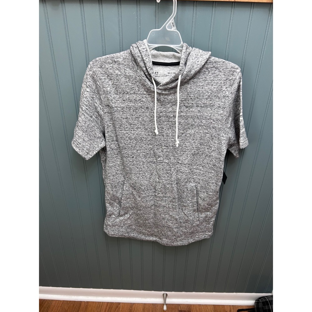 Under Armour Mens Rival Terry Short Sleeve Hoodie Gray 1361447 Small NWT